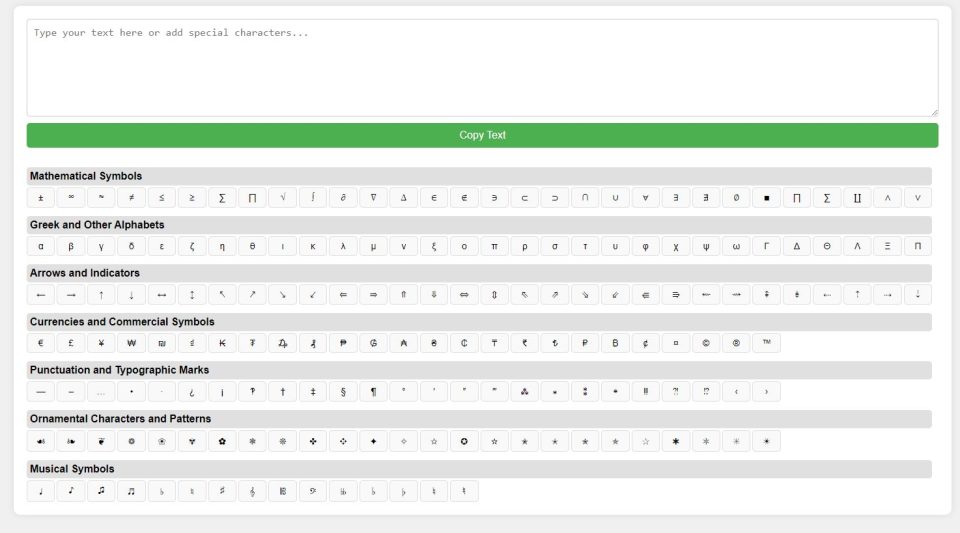 Özel Karakter Klavyesi (Special Character Keyboard)