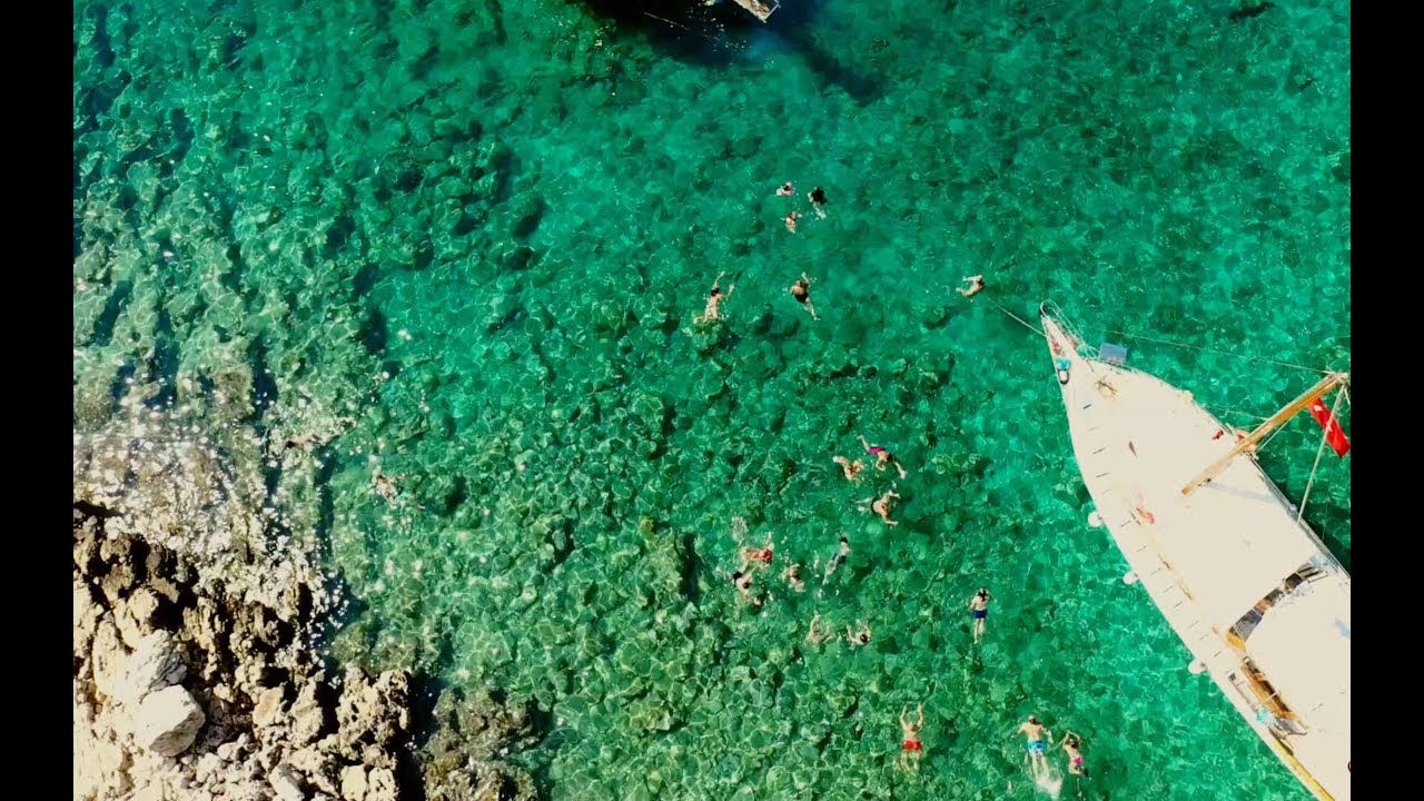 Kaş Tekne Turları Drone ile havadan görüntüsü Kekova-Kale-  Üçağız- Kaş-Antalya