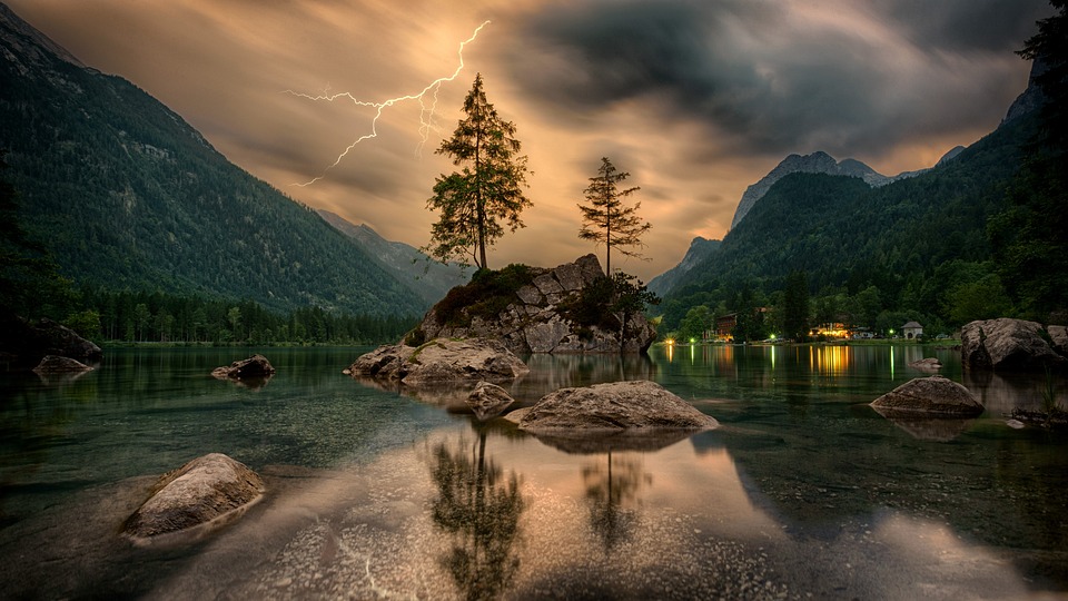 Experience the Thrilling Beauty of Alpine Landscape in Hintersee under a Thunderstorm